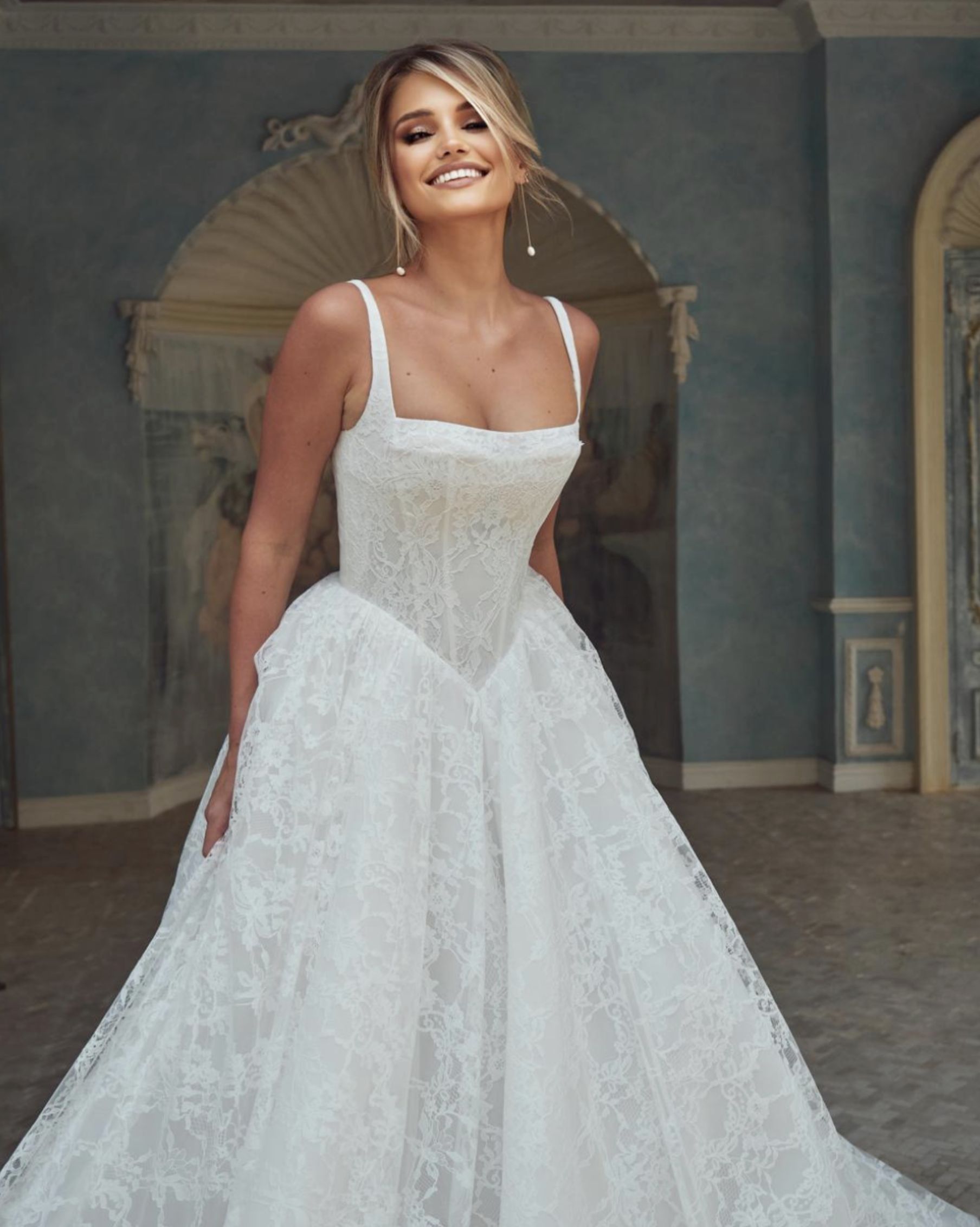 Amelie Gown From Chambery Couture now at Pearl Bridal - close up front facing view